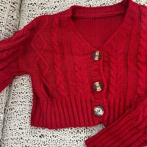 cropped red knit sweater size small